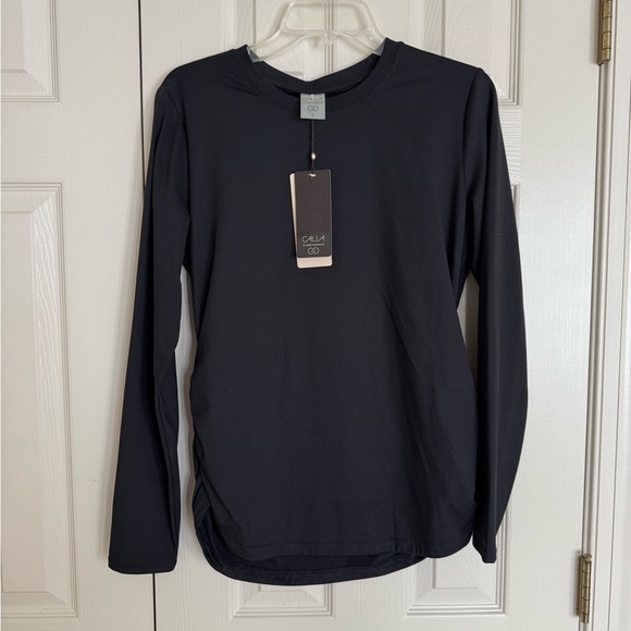 CALIA by Carrie Underwood Tops - Calia LARGE Activewear Shirt Ruched Long Sleeve Black-NWT